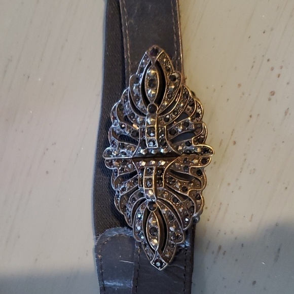 Fossil Black Leather Belt With stretch Large metal Black Beaded Sparkle Buckle M main image 6
